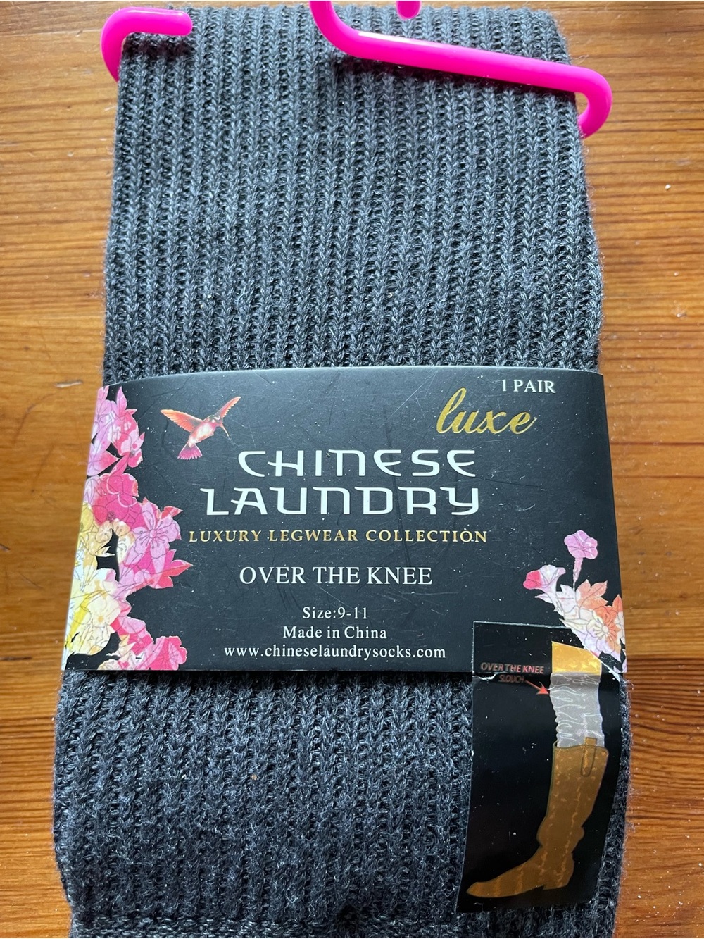 Chinese Laundry Dark Gray/Black Over-the-Knee Socks (9-11)